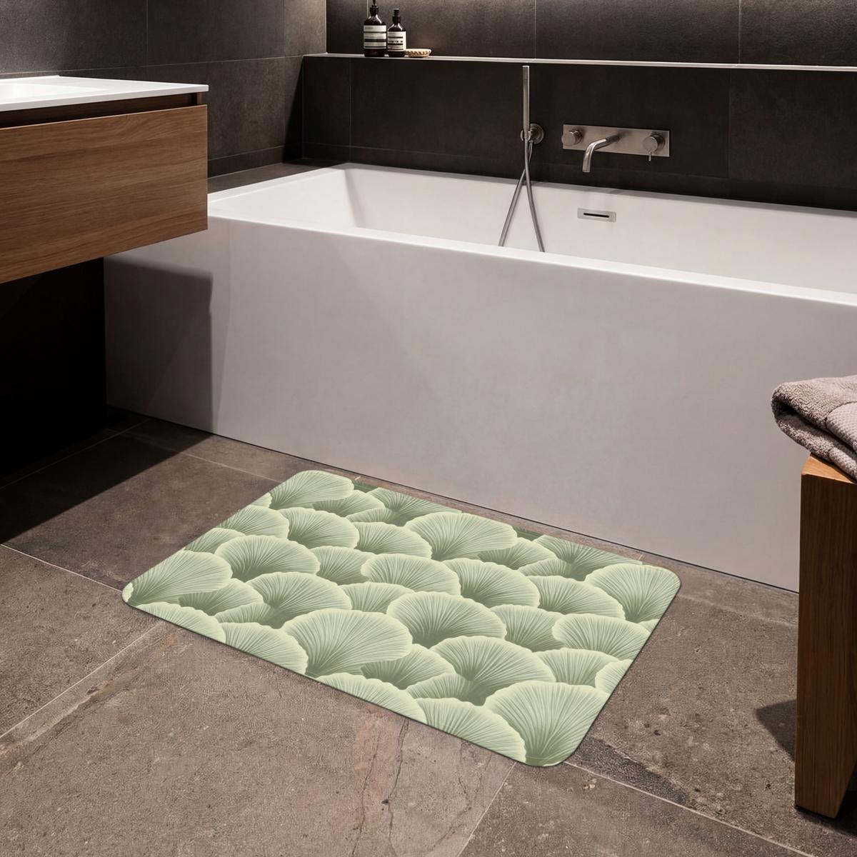 BADEMATTE Fächer - Blatt - Grün 80x50 cm - Pastellgrün, Textil (80/50cm) - OnlyWow