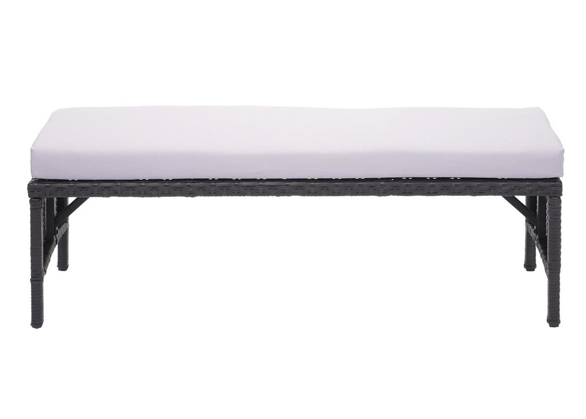 POLY-RATTAN SITZBANK Schwarz - Schwarz, Kunststoff (112/35/30cm) - MCW