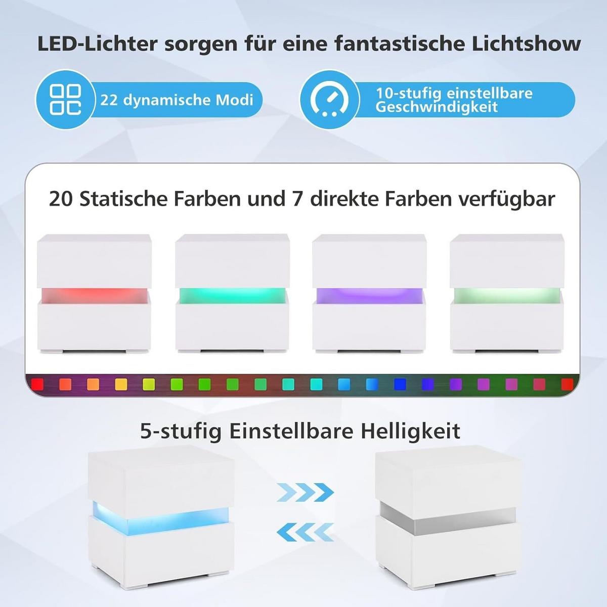 NACHTTISCH 45cm weiß - Weiß, Holz (45/45/35cm) - COSTWAY