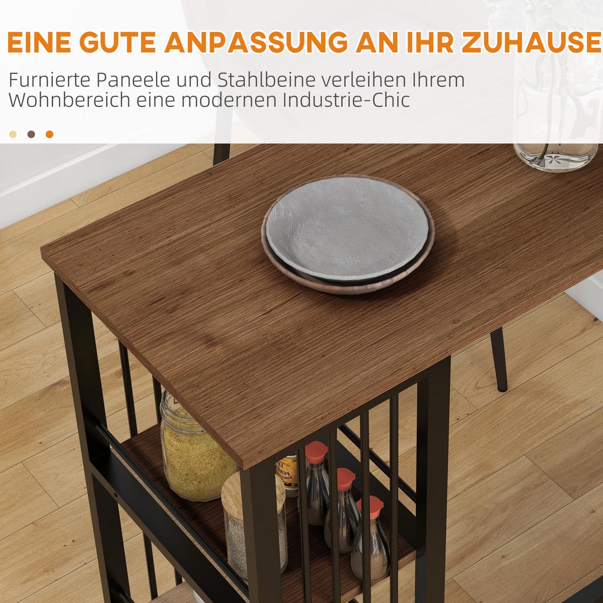 BARTISCH, Spanplatte, Stahl, Braun - Braun, Kunststoff (120/40/105cm) - HOMCOM