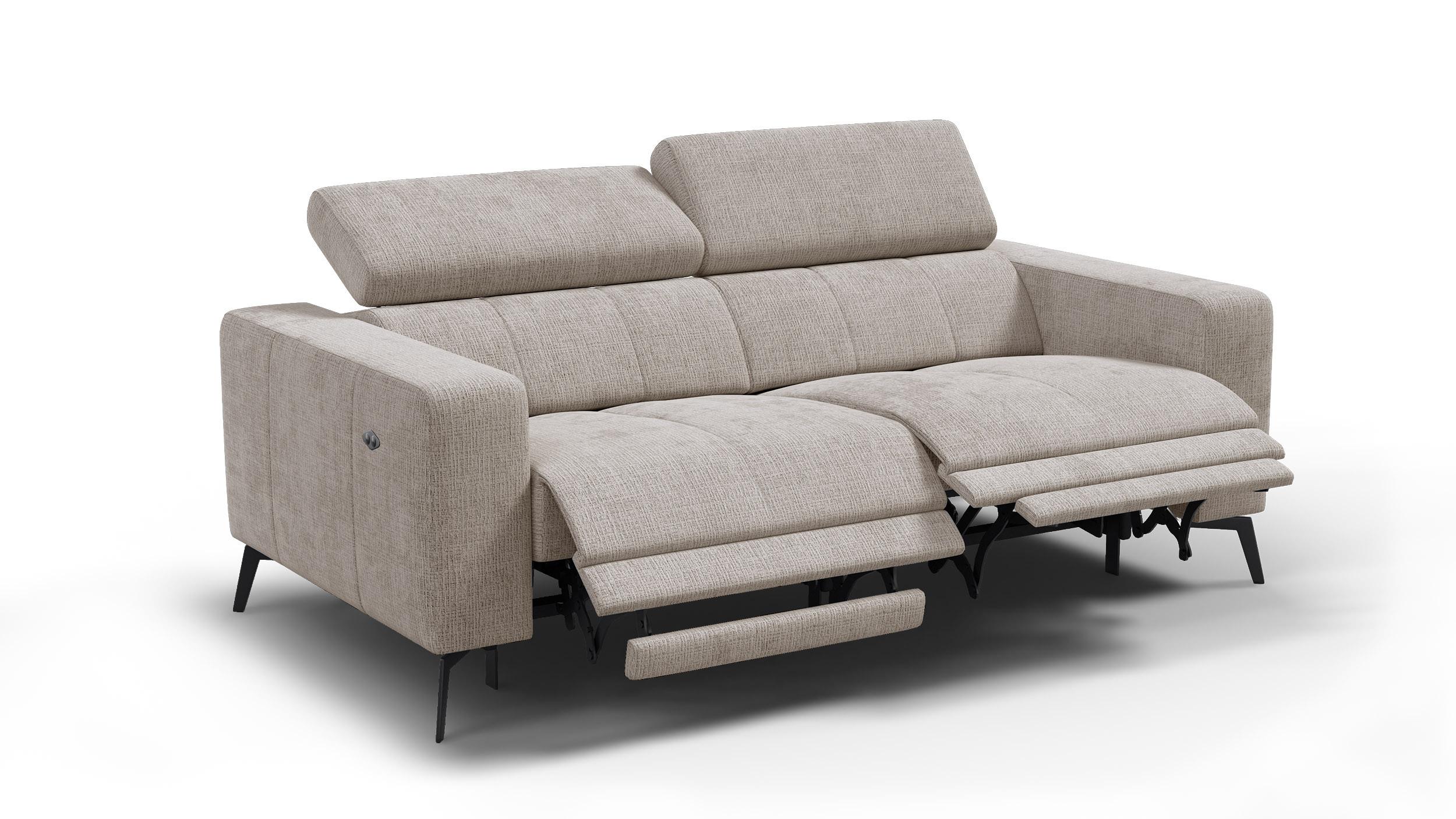 RELAXSOFA MORELLO 3-Sitzer, beige, 2 x Relax Zero Gravity - Beige, Holz/Textil (206/82/103cm) - Wozimo