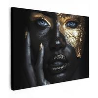 LEINWANDBILD Frau - Gold - Porträt - Schwarz-Weiß - Luxus Wandbild 40x30 cm - Hellblau, Textil (40/30cm) - MuchoWow
