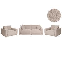 SOFA-SET 5-Sitzer Bouclé Beige Jubek - Beige, Textil (220/75/104cm) - Beliani