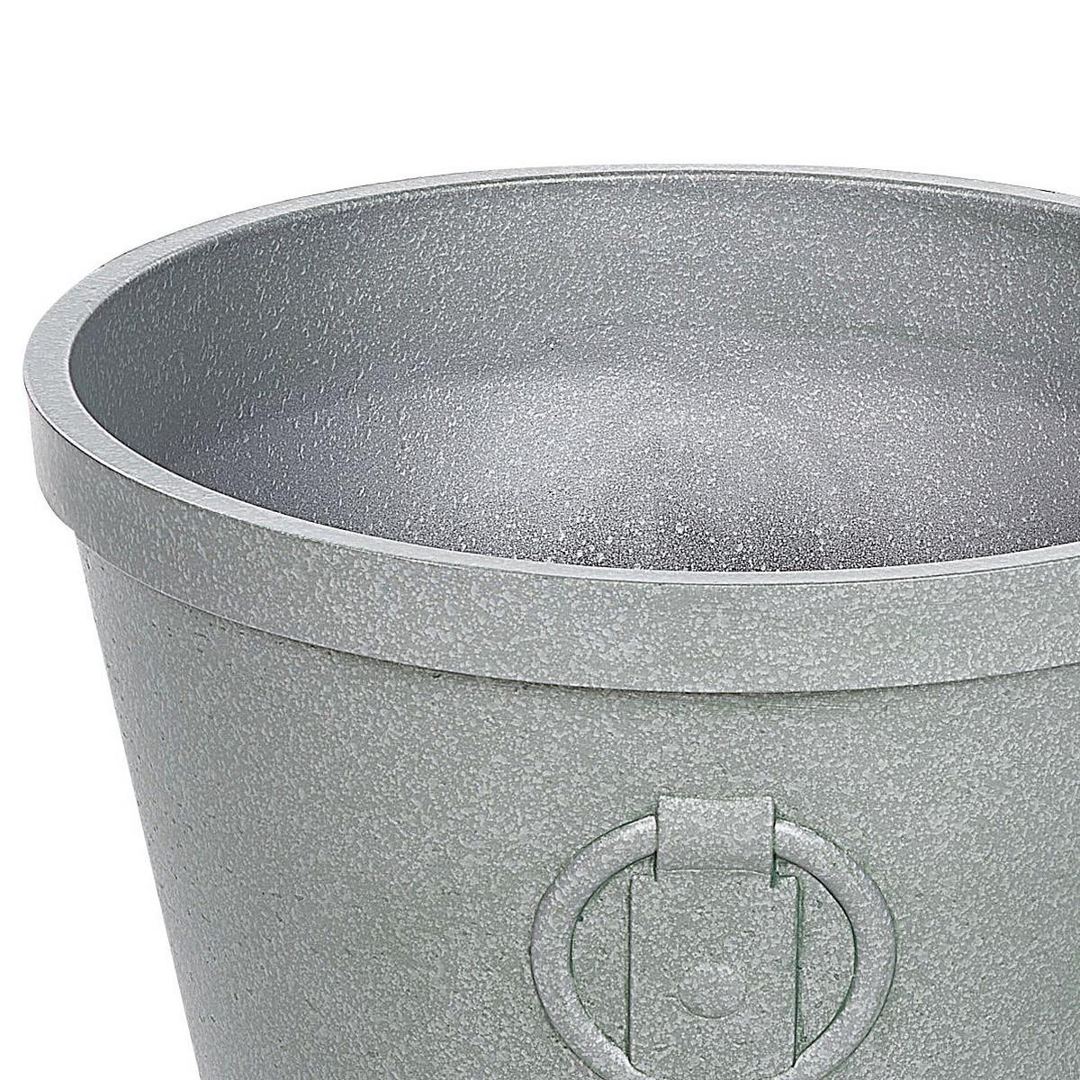 BLUMENTOPF grau rund 41/41/37 cm Vari - Grau, Stein (37cm) - Beliani