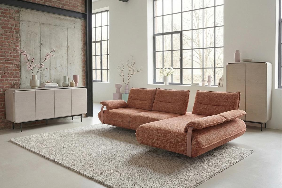 ECKSOFA ANISSA Braun Flachgewebe - Schwarz/Braun, Kunststoff/Textil (185/297cm) - KAWOLA