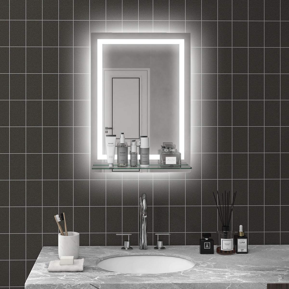 BADSPIEGEL Aluminium Hartglas Silber - Silberfarben, Metall (2.7/70/50cm) - Kleankin