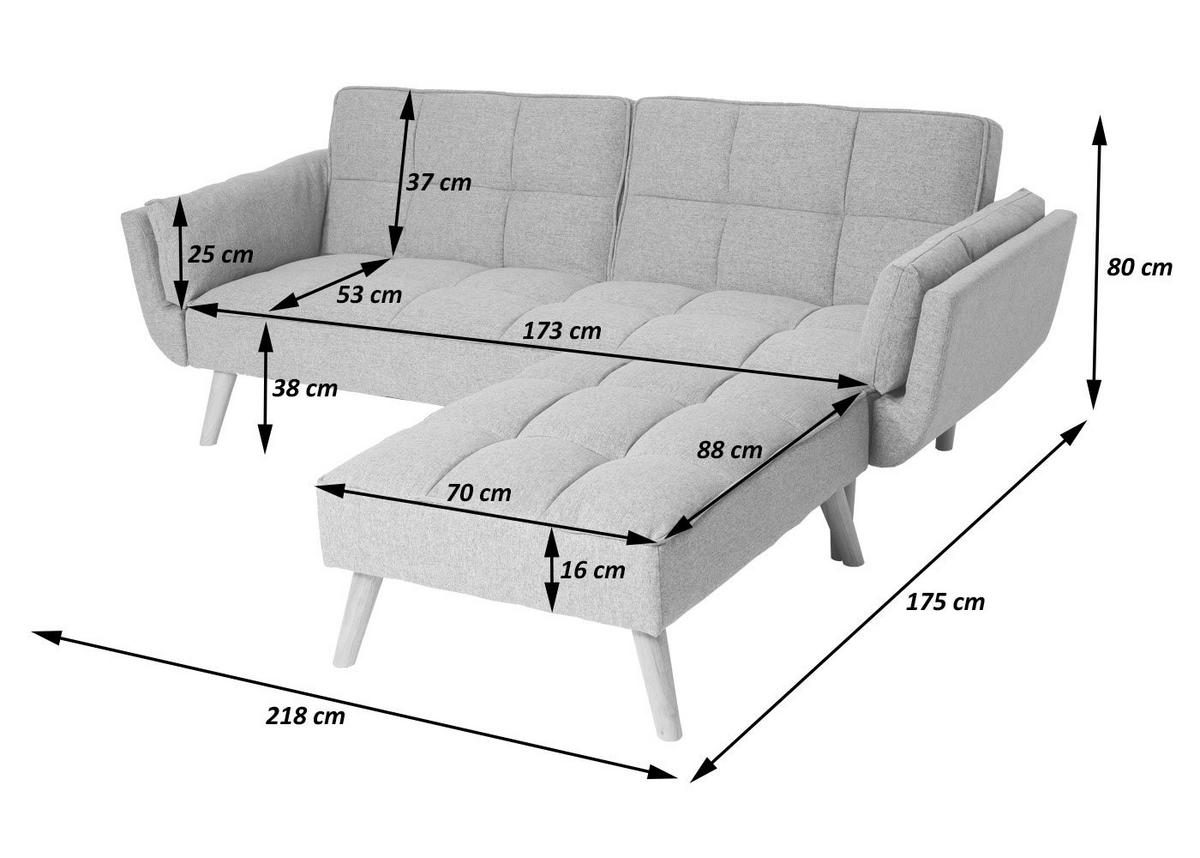 SCHLAFSOFA Hellgrau - Hellgrau, Textil (218/175cm) - MCW