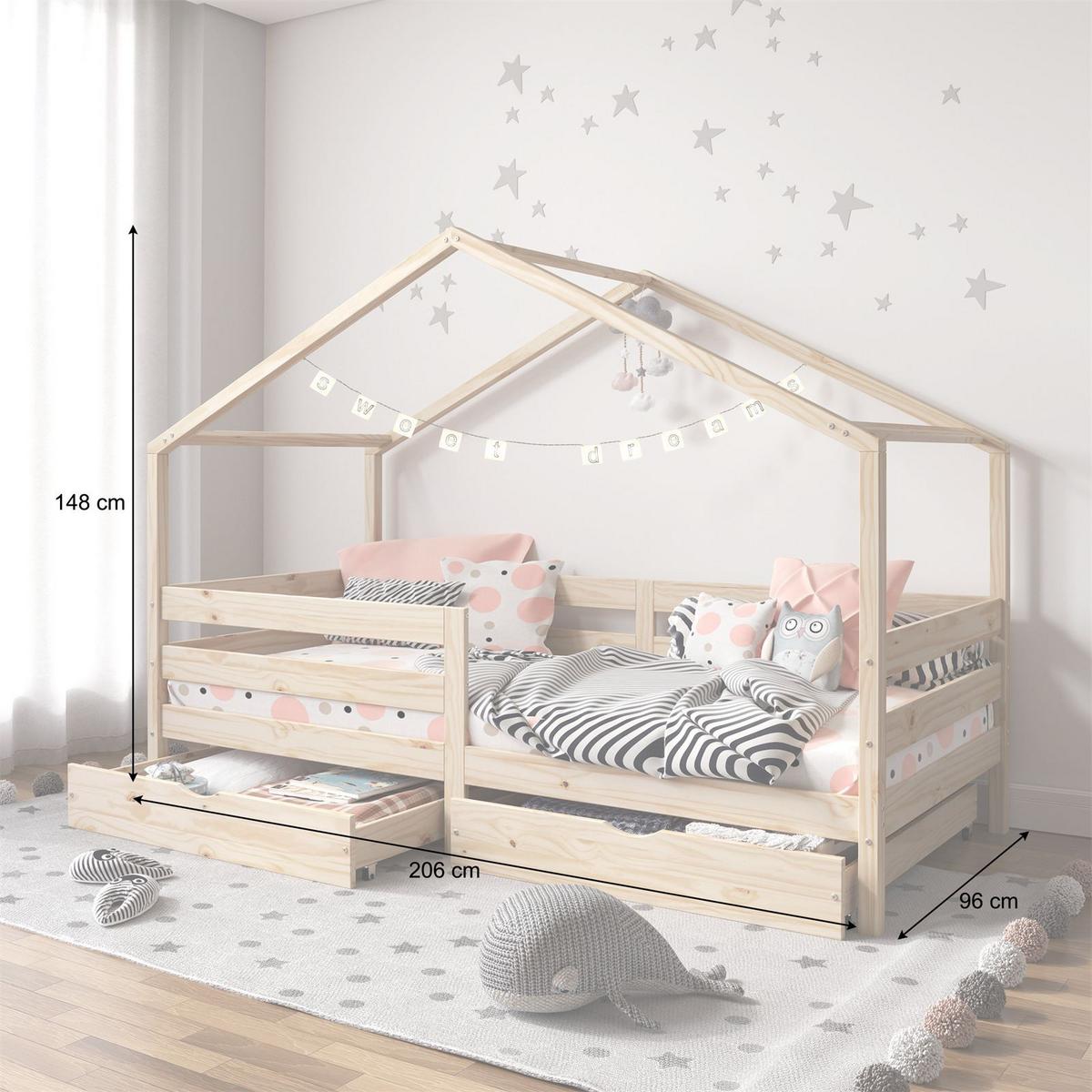 HAUSBETT ENA 90X200 CM - Naturfarben, Holz (96/148/206cm) - IDIMEX