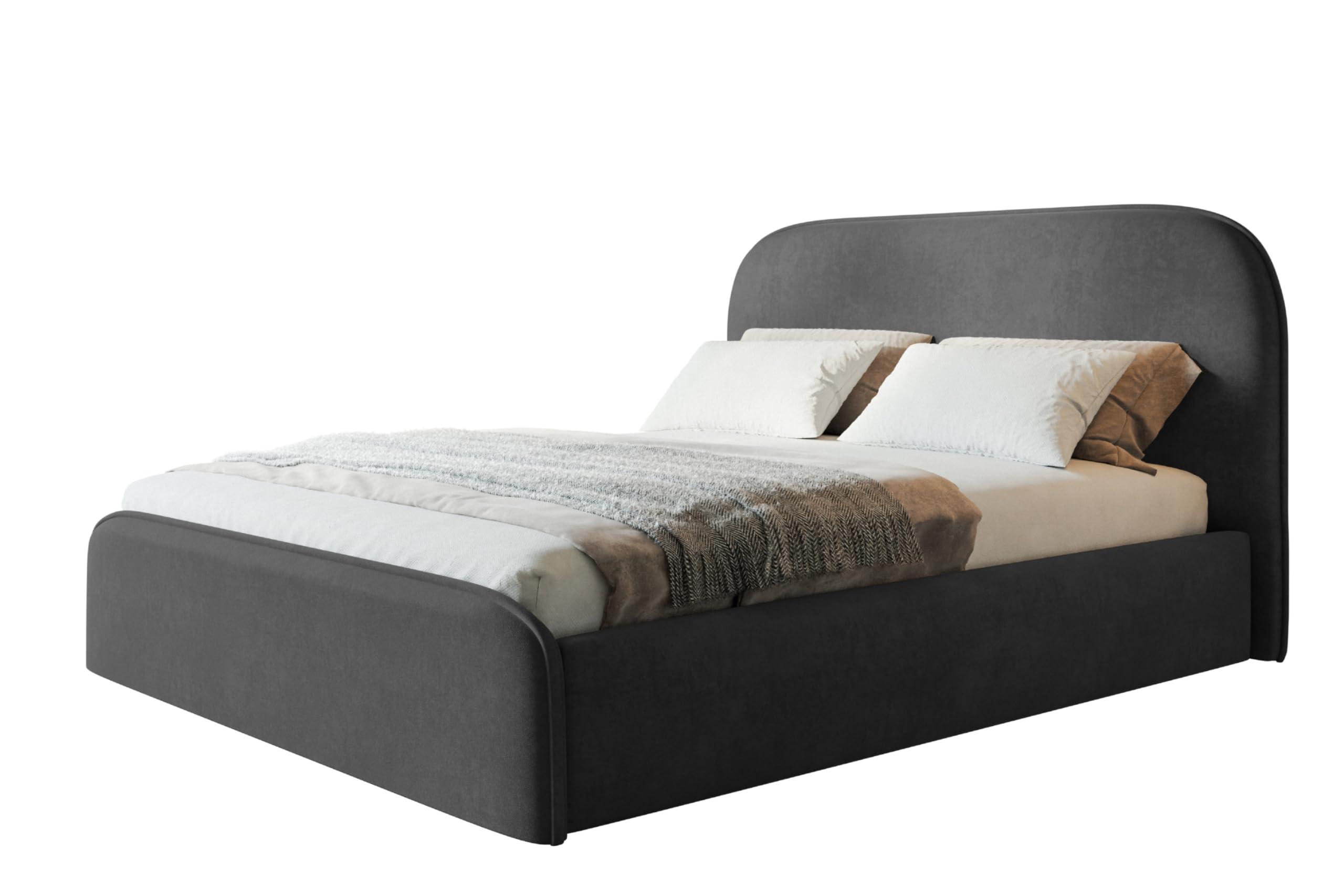 BETT 140x200 - Polsterbett mit Bettkasten und Holzrahmen - Modern Betten - Weicher Jasminstoff - Kollektion Vienna - Dunkelgrau - Dunkelgrau, Holz/Textil (140/200cm) - Alpi-Möbel