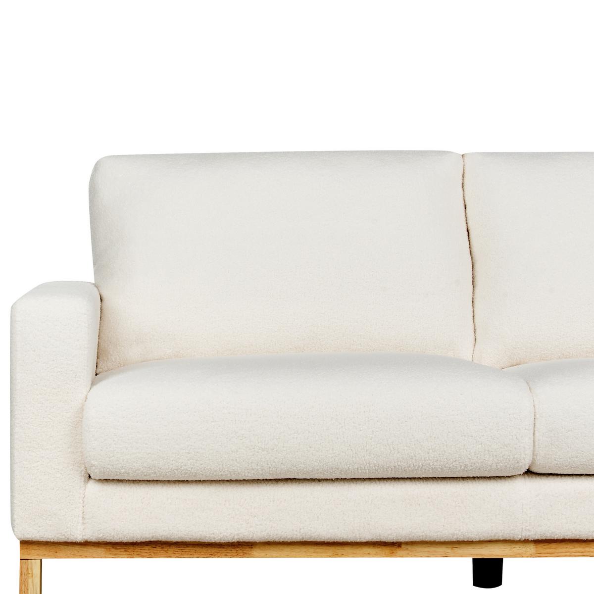 3-SITZER-SOFA Bouclé weiß/hellbraun Siggard - Hellbraun/Weiß, Textil (217/84/92cm) - Beliani