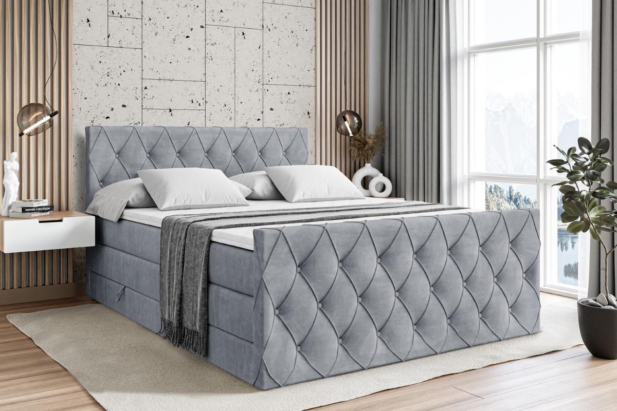 BOXSPRINGBETT AMAY-Z KING - 140x200 - H3/H4 - Grau - Grau, Holzwerkstoff (140/200cm) - ALTDECOR