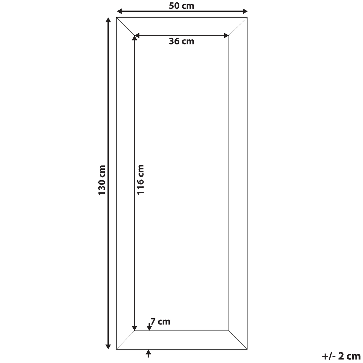 WANDSPIEGEL braun rechteckig 50/130 cm Marans - Braun, Kunststoff (50/130/2cm) - Beliani
