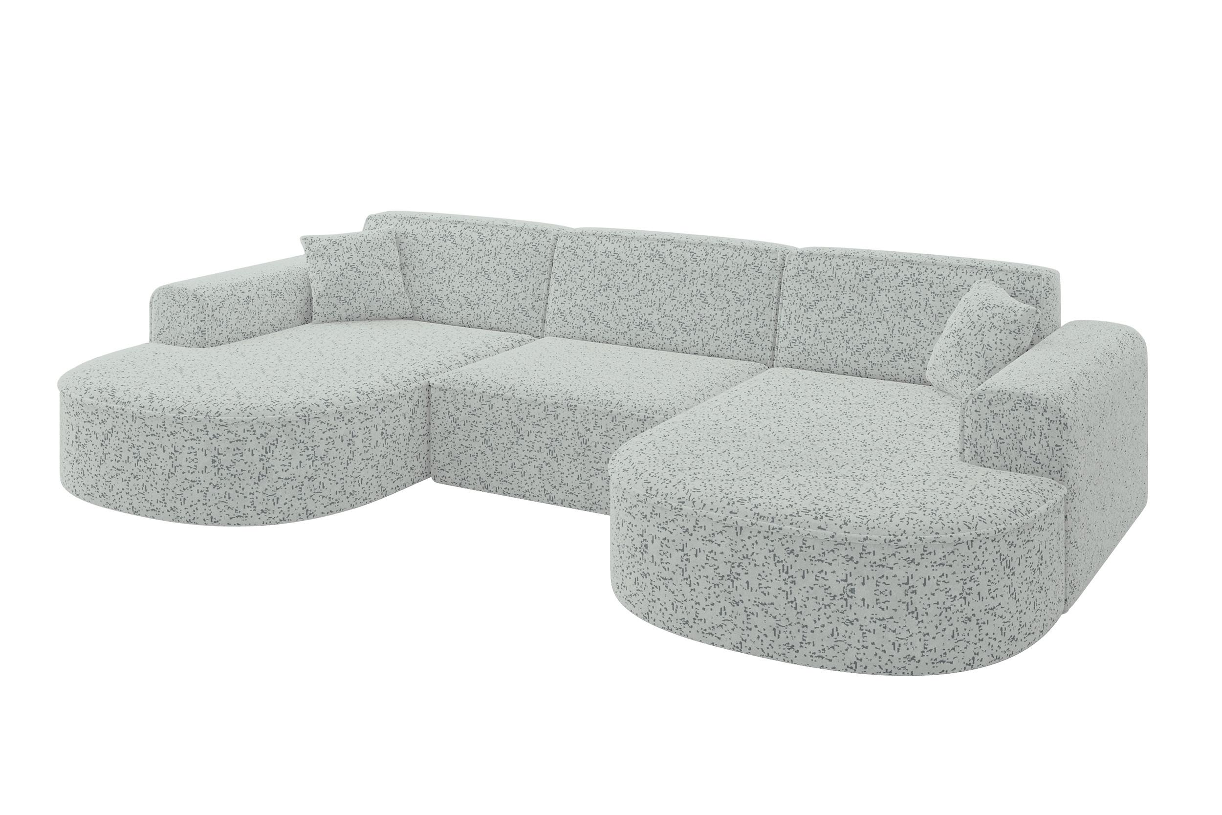 WOHNLANDSCHAFT MARI-U1 - 303x171x79 cm Grün Tissu - Wildeiche/Schwarz, Holzwerkstoff/Kunststoff (303/79/171cm) - ALTDECOR
