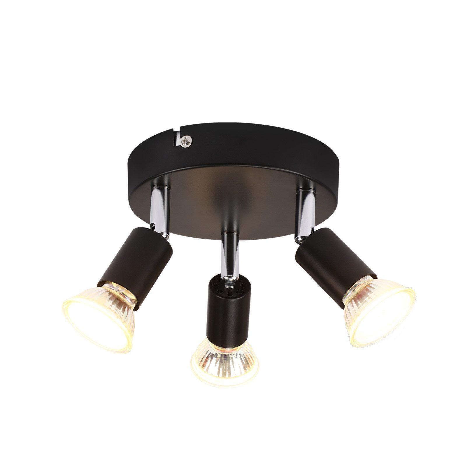 DECKENSTRAHLER Bamberg 3-flammig 15/15/10.4 cm - Schwarz, Metall (15/15/10.4cm) - Nettlife