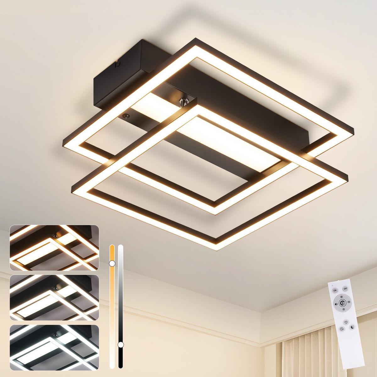 LED-DECKENLEUCHTE Macswain 37/36/7.5cm - Schwarz, Metall (36/37/7.5cm) - Nettlife