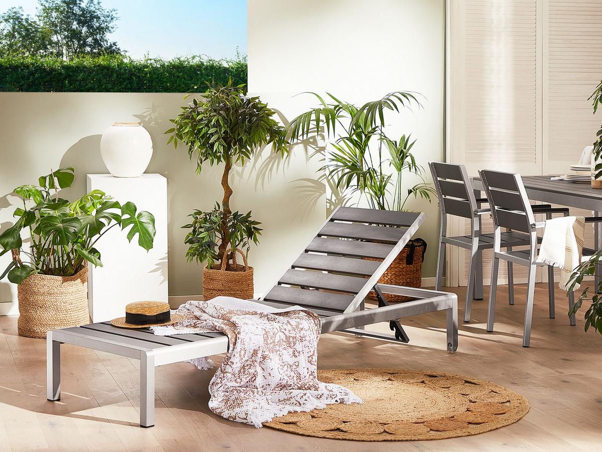 GARTENLIEGE grau Nardo - Grau, Metall (64/93/198cm) - Beliani