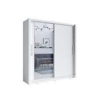 SCHWEBETÜRENSCHRANK FRISKA 154,4/214,4/62cm 2-türig mit Spiegel Weiß - Weiß, Holzwerkstoff (154.4/214.4/62cm) - MASSENO