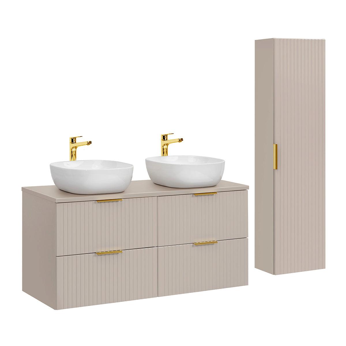 BADMÖBEL 120.8cm Adriel 2er-Set Kaschmir - Beige, Holzwerkstoff (120.8/59/46cm) - Petits-meubles