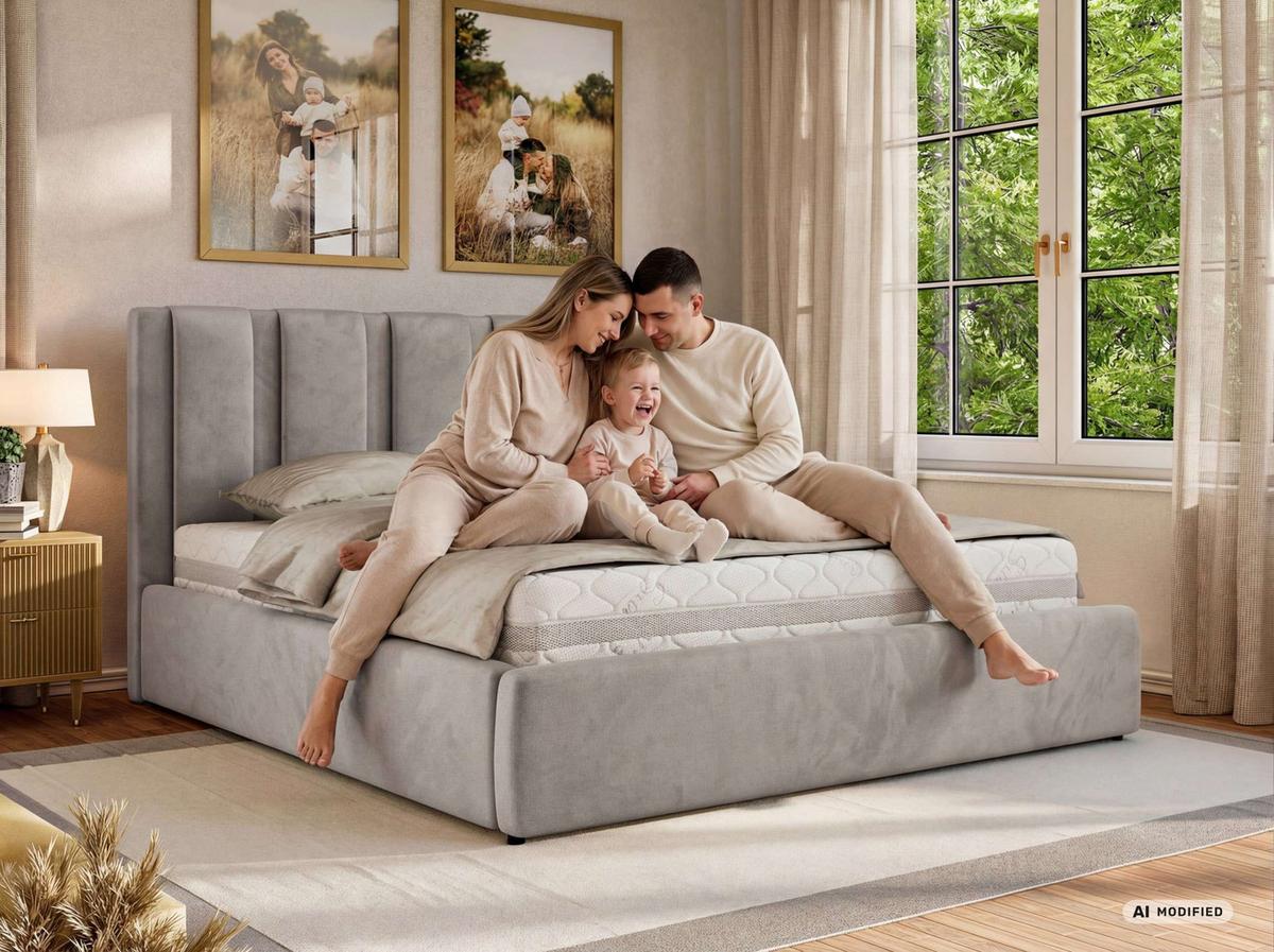 POLSTERBETT SAVINO CLASSIC 200/200 - Dunkelbeige Struktur - ohne Matratze - Taupe/Schwarz, Kunststoff/Textil (200/200cm) - MKS