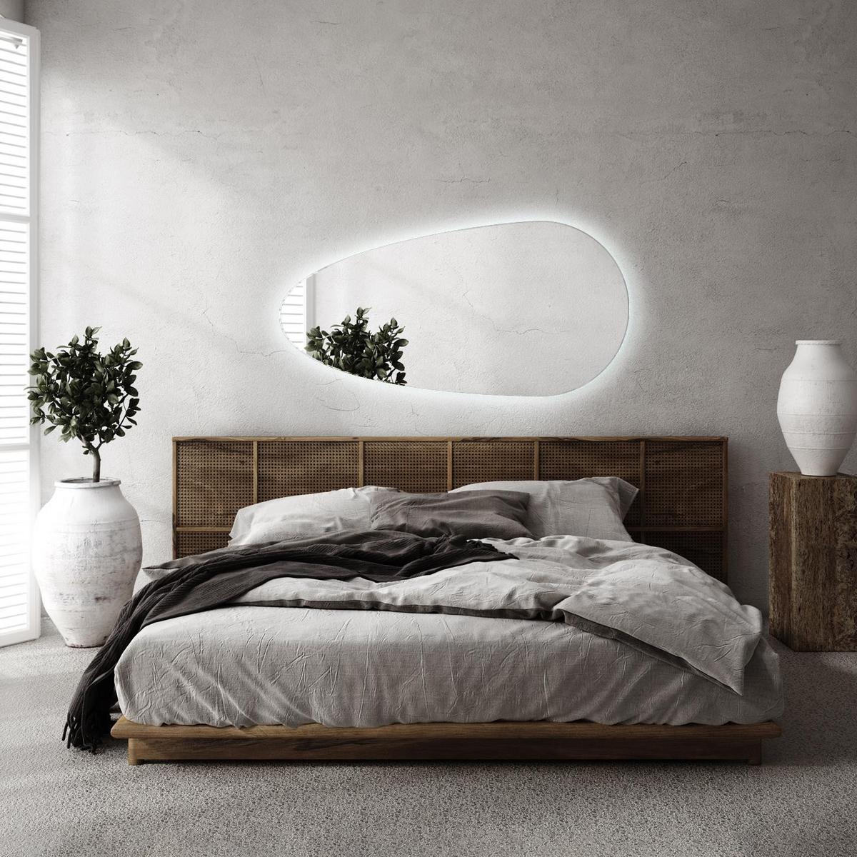 LED SPIEGEL 50 x 100 cm Tropfenform Kaltweiß 6500K - Transparent, Glas (50/100/0.4cm) - TULUP