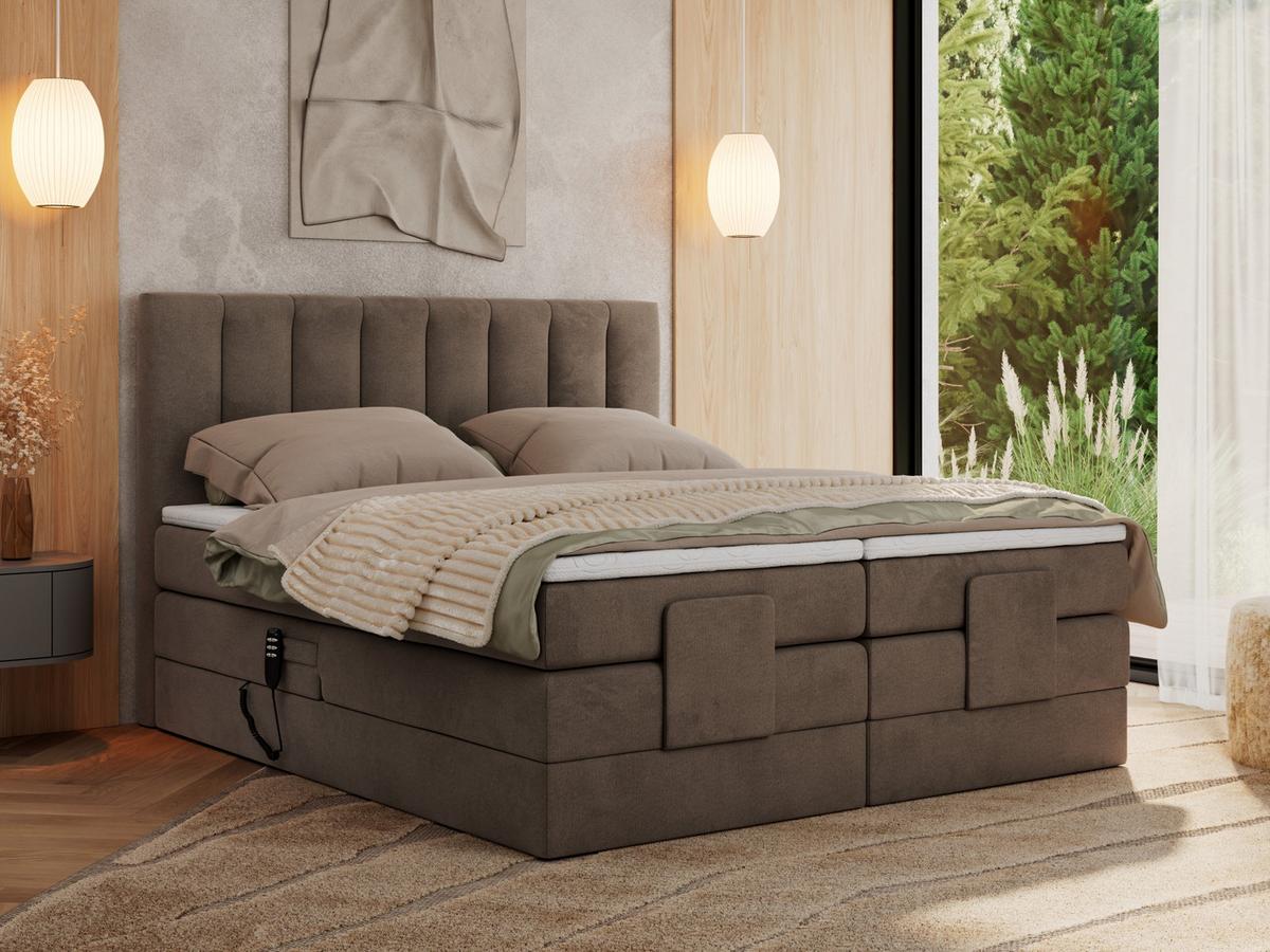 BOXBETT COMFORTO 140/200 - Braun Velvet - H4 - Braun, Holz/Textil (140/200cm) - MKS