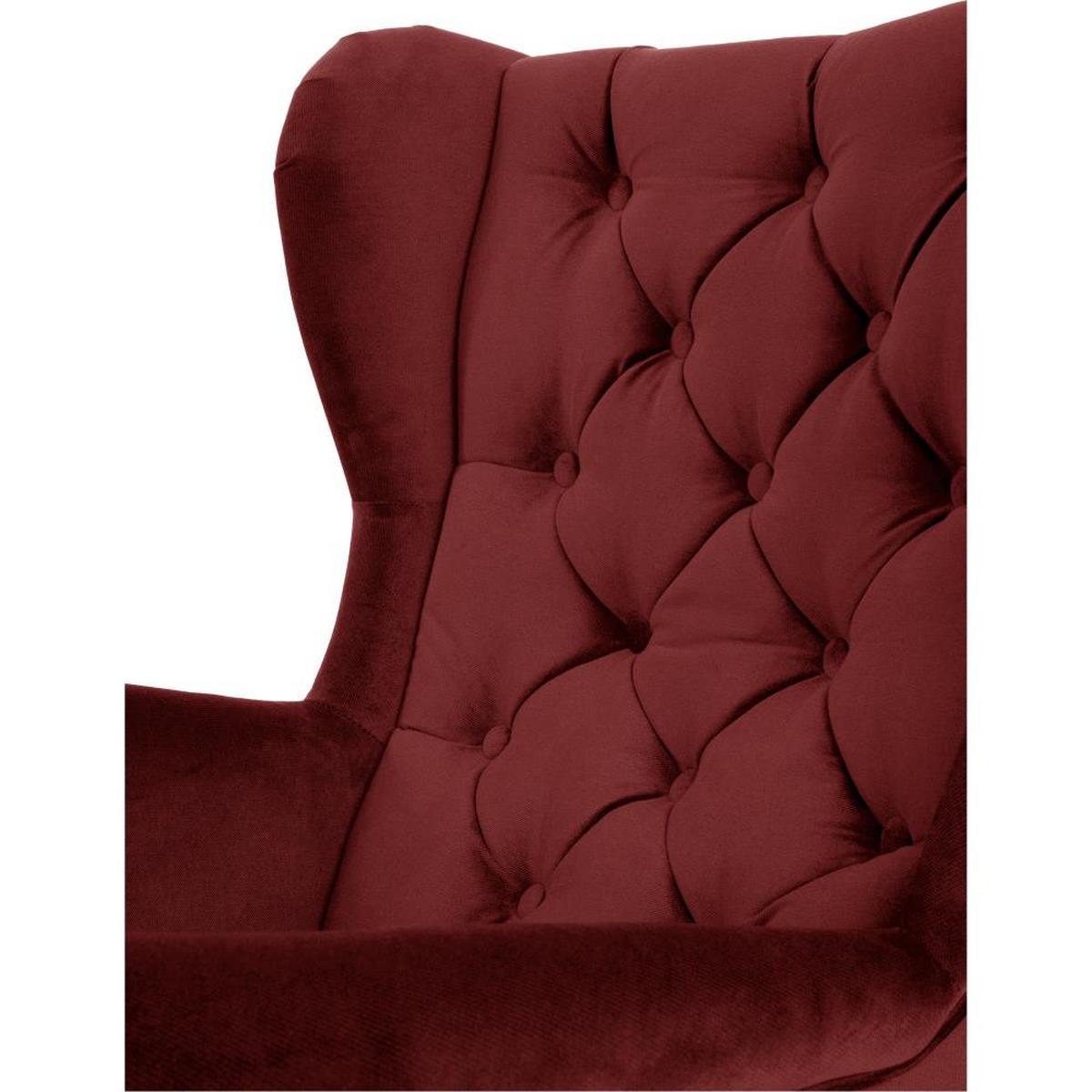 CHESTERFIELD-SESSEL Falco bordeaux mit Holzbeinen - Wengefarben/Bordeaux, Holz/Textil (82/102/92cm) - Beautysofa