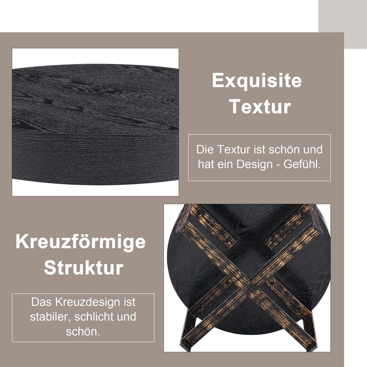 COUCHTISCH holzoptik schwarz kreuzgestell stabil - Schwarz, Holzwerkstoff (68/68/39cm) - Urban Meuble
