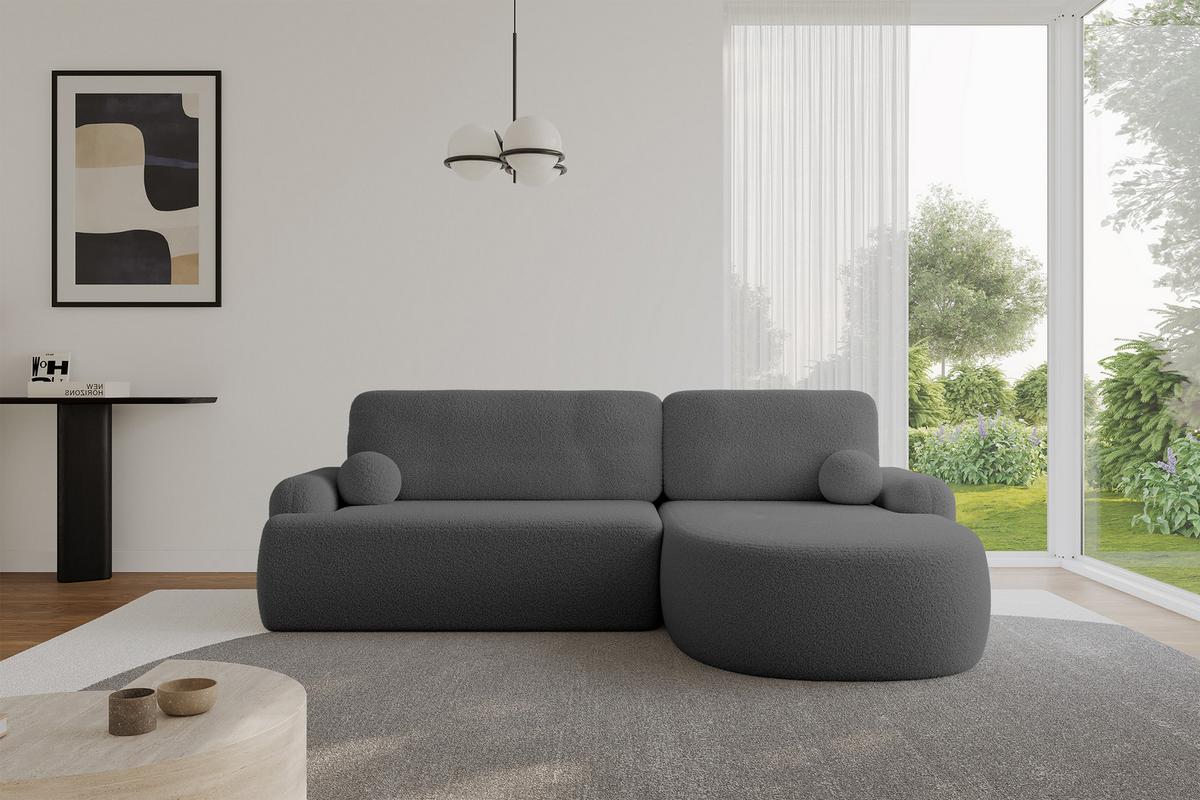 ECKSOFA mit Schlaffunktion und Bettkasten LIRA-L - 264x172x89 Grau - Grau, Holzwerkstoff/Textil (172/264cm) - ALTDECOR