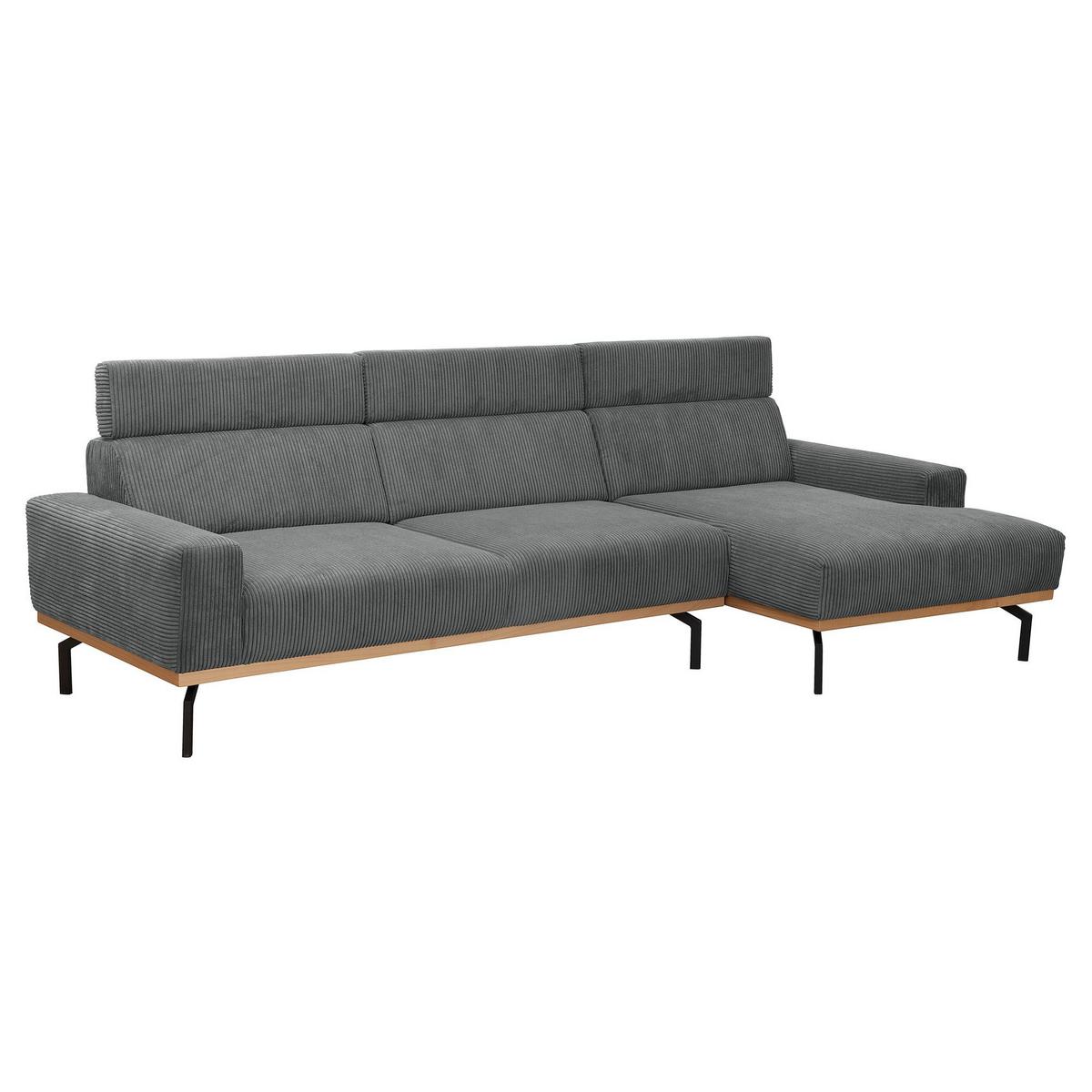 SOFA mit Longchair rechts Katrien Cordstoff anthrazit - Anthrazit, Kunststoff (135/280cm) - 58aufmkessel