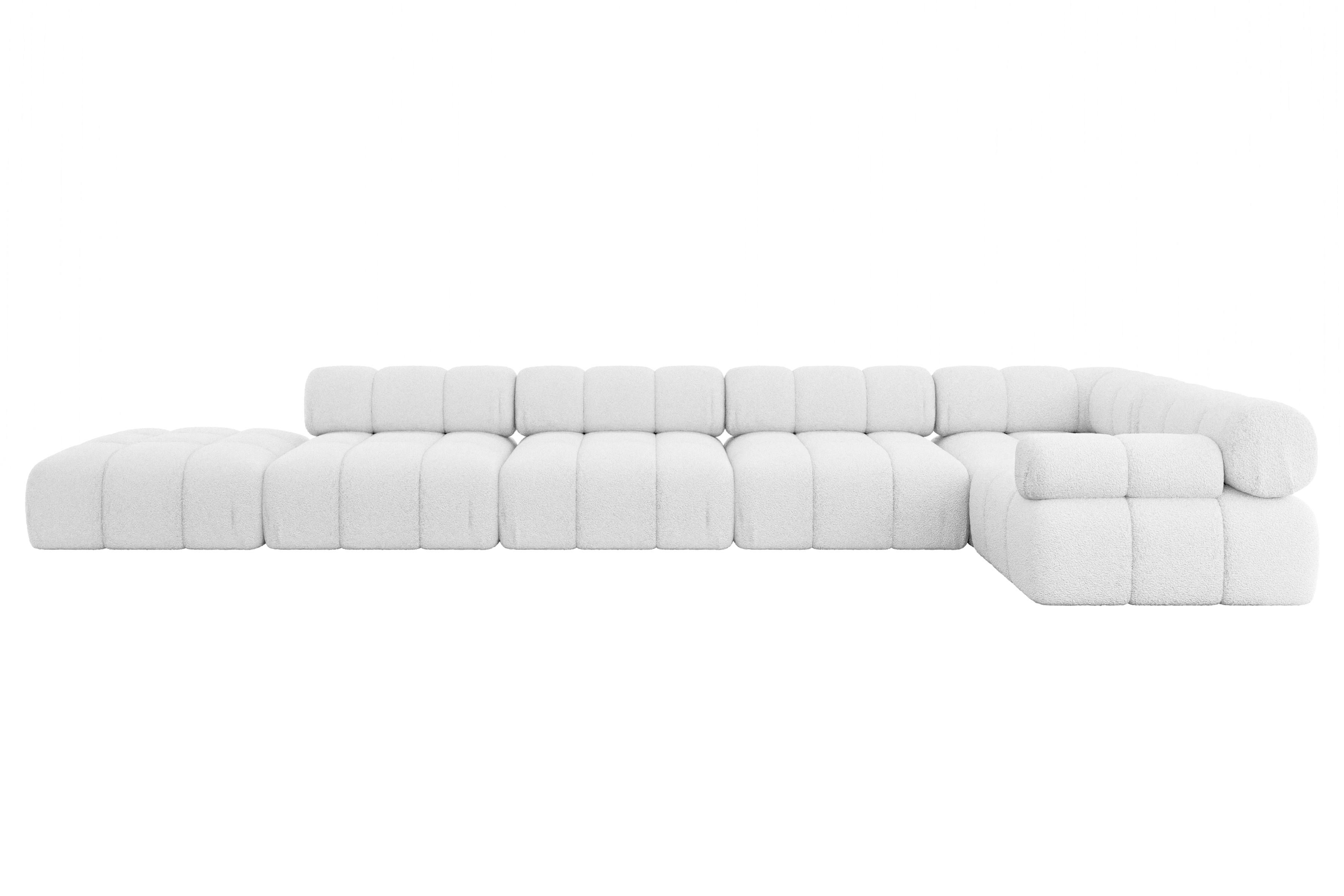 ECKSOFA modulares Sofa Felto-L3 - 475x190x70 cm Weiß Bouclé - Weiß, Holzwerkstoff/Textil (475/190cm) - ALTDECOR