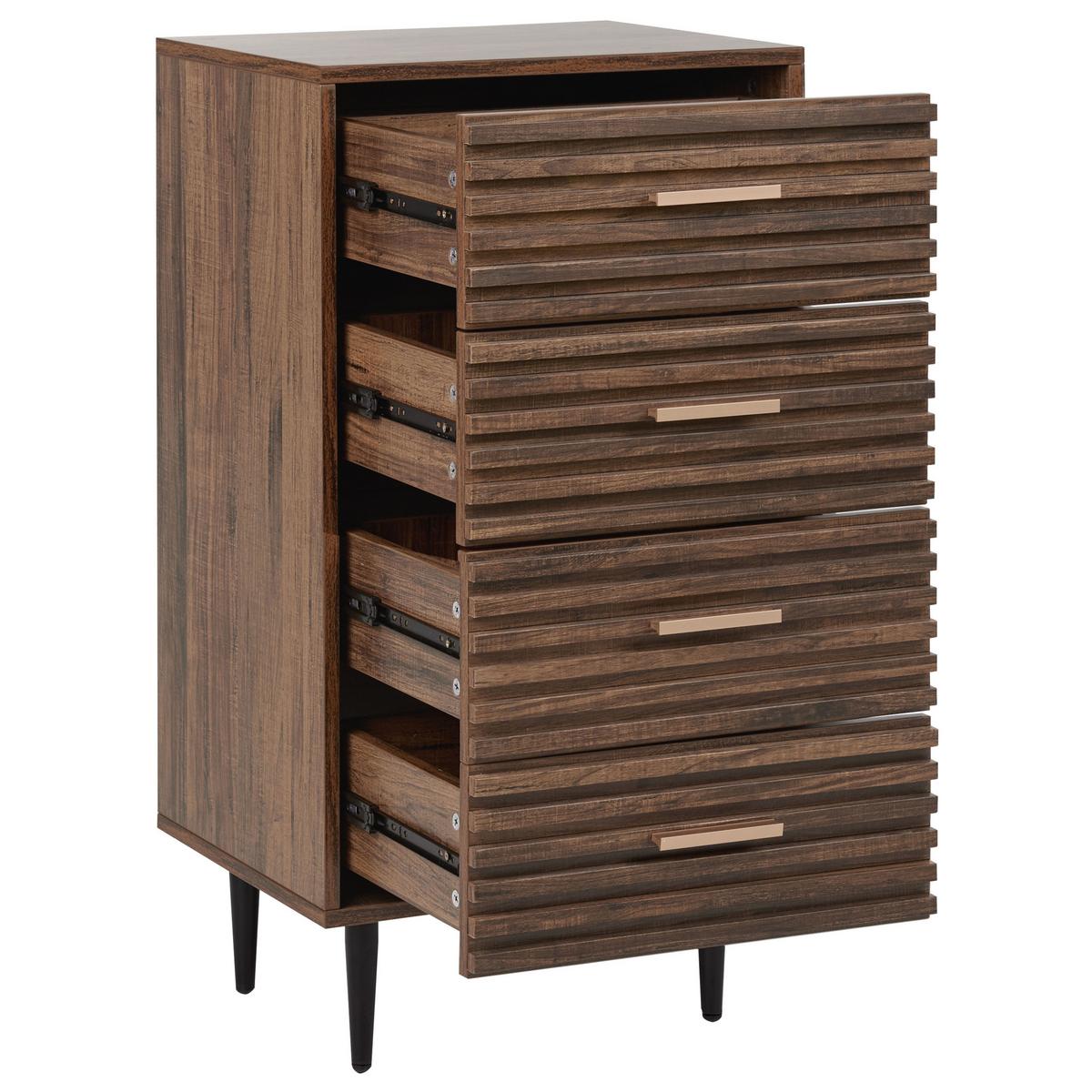 KOMMODE mit 4 Schubladen Dunkelbraun Keith - Braun, Holzwerkstoff (48/90/40cm) - Beliani