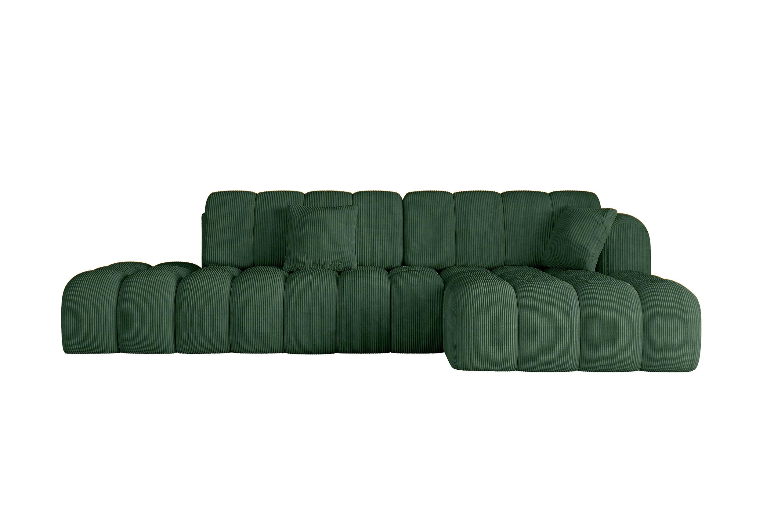 ECKSOFA mit Schlaffunktion Ottomane RECHTS OLEA-L2 321x164x75 Grün Cord - Salbeigrün/Schwarz, Holzwerkstoff/Kunststoff (164/321cm) - ALTDECOR