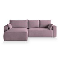ECKSOFA FORIL Lila Velours-Stoff mit Schlaffunktion - Lila/Grau, Holz/Kunststoff (265/178cm) - MASSENO