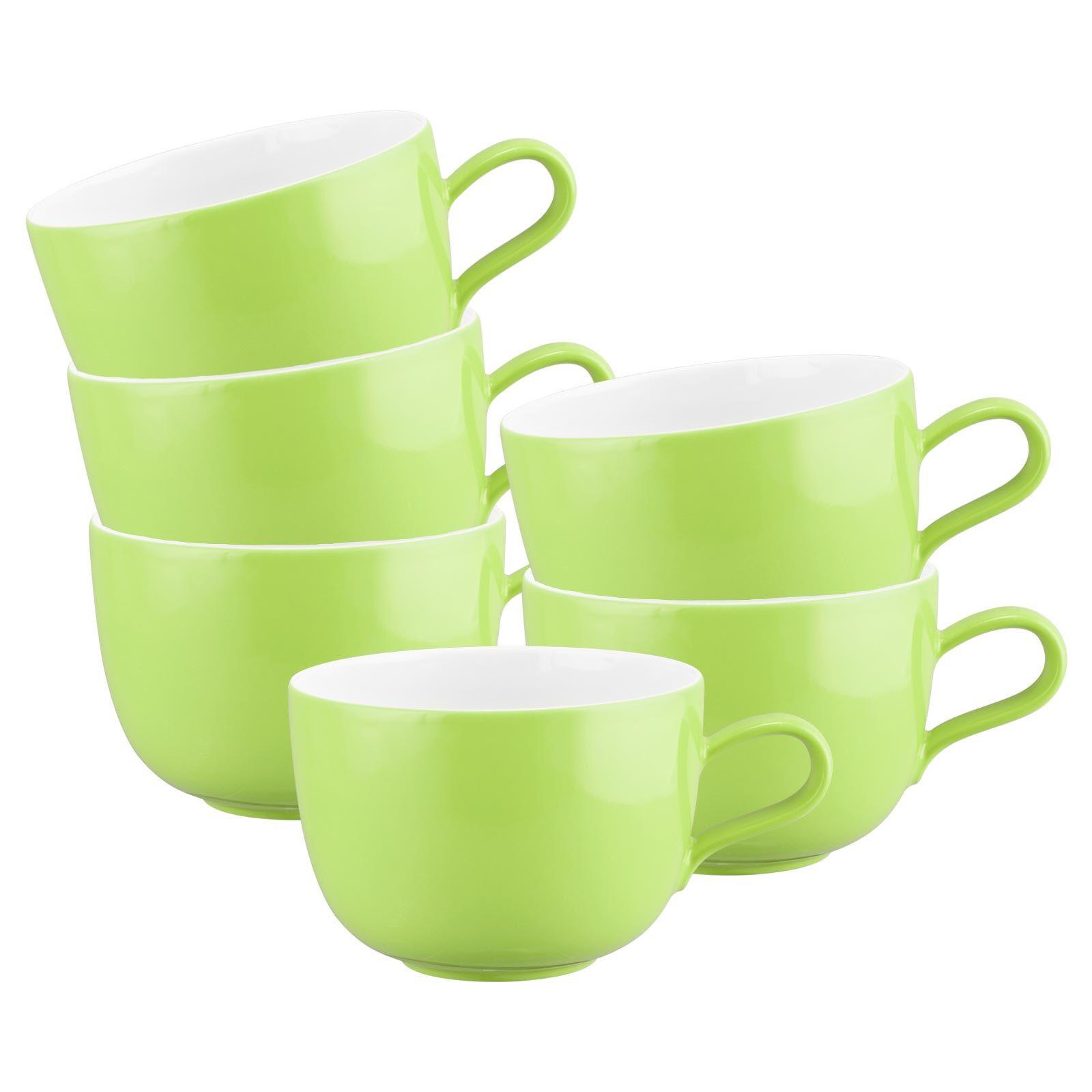 MILCHKAFFEETASSEN Liberty Pure Colors Lime Green 380 ml 6er Set - Grün, Keramik (0.38L) - Seltmann Weiden