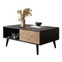 COUCHTISCH CONE mit Schubladen L104 - Eichefarben/Schwarz, Holzwerkstoff (68/104/46cm) - Lookway