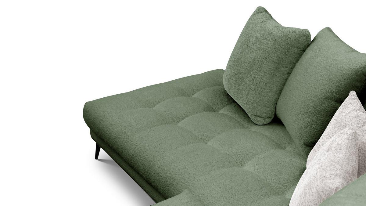 ECKSOFA CALME 5-Sitzer, olive - Schwarz/Olivgrün, Holz/Textil (294/229cm) - Wozimo