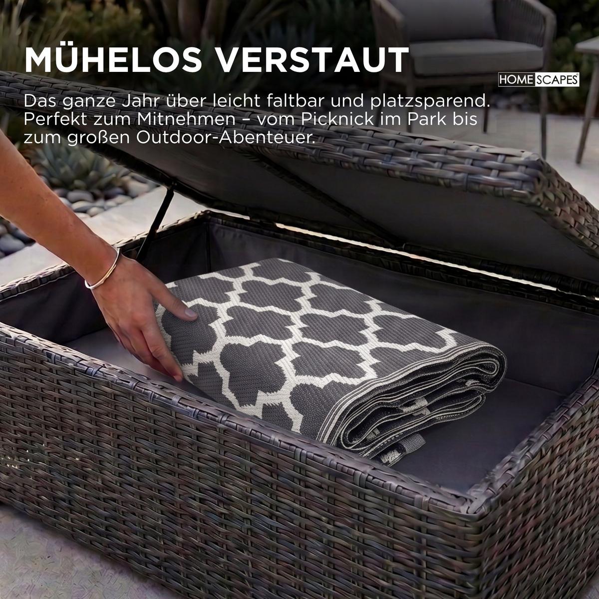 OUTDOORTEPPICH Nola, geometrisch gemustert 240/300 cm - Schwarz, Kunststoff (240/300cm) - Homescapes