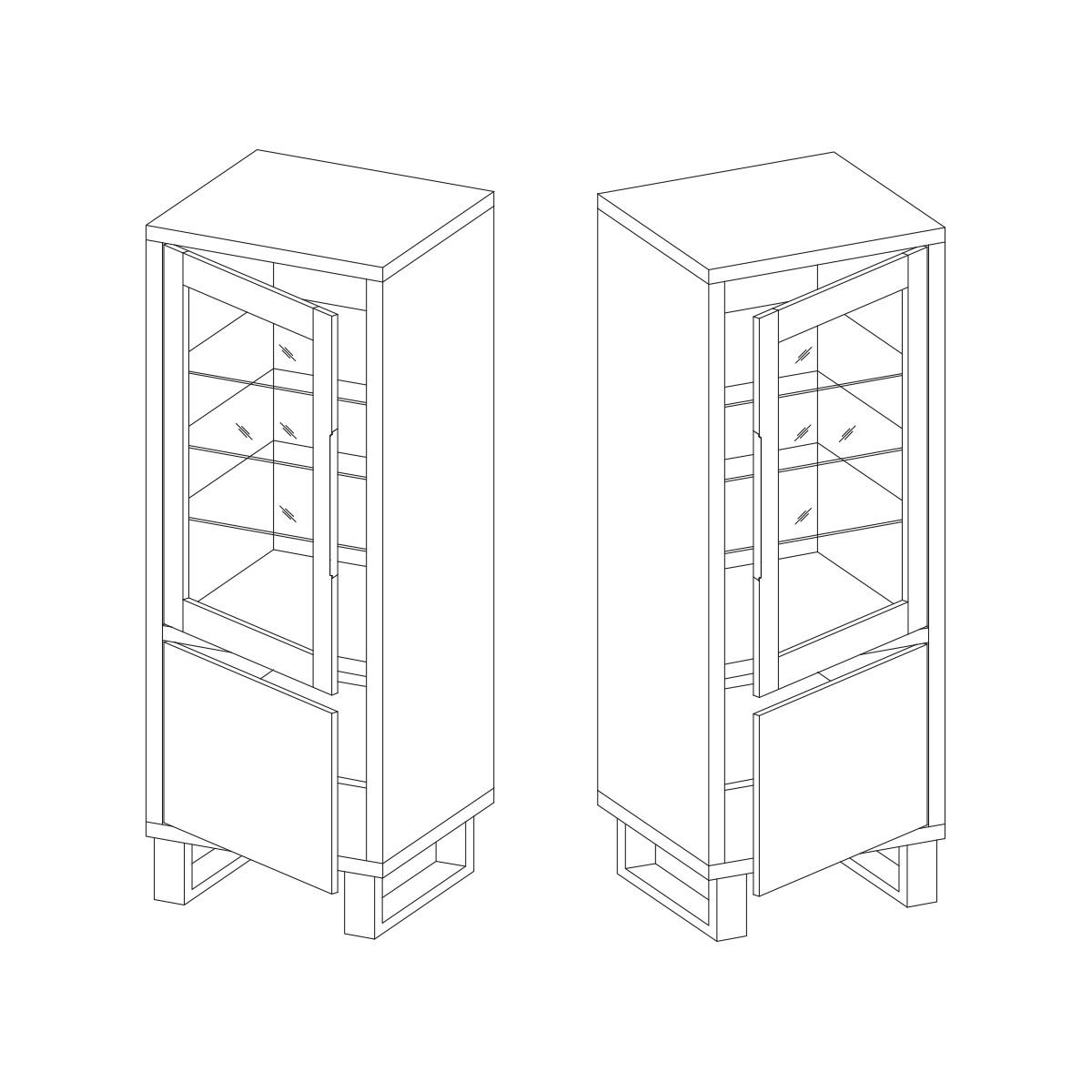 VITRINE Eden Holz und Metall - Braun, Holzwerkstoff (64/190/45cm) - Petits-meubles