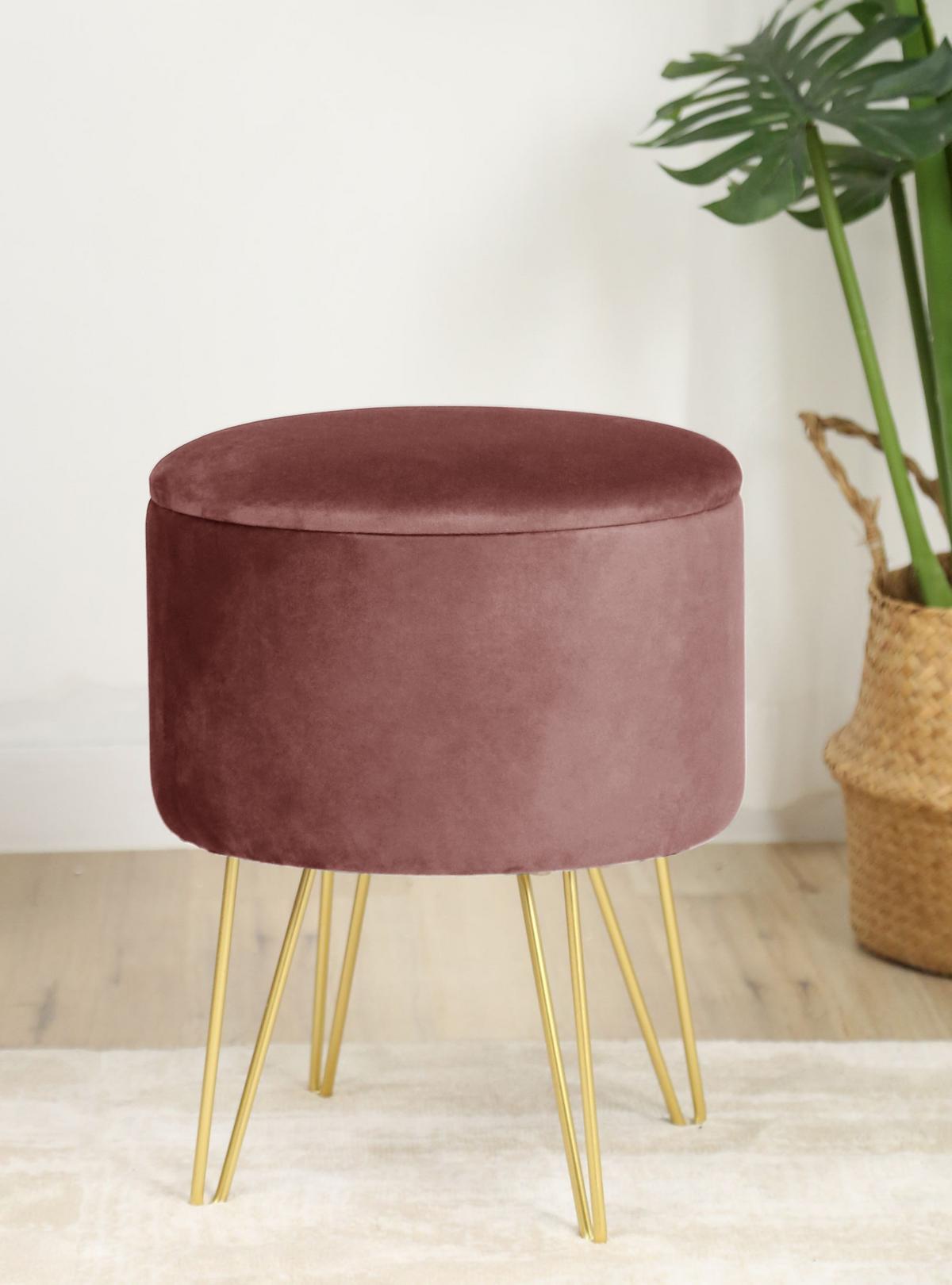 SITZHOCKER mit Stauraum Rose 35/45/35 - Dunkelrosa, Textil (35/45/35cm) - RAUMHIRSCH FURNITURE