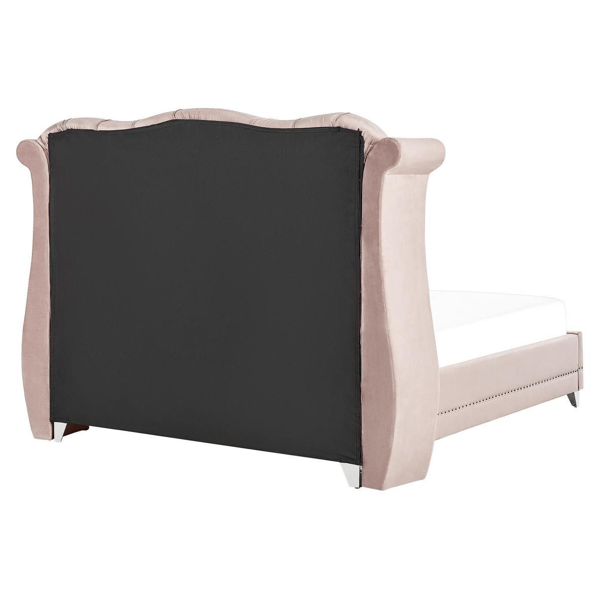 BETT mit Lattenrost 180/200 cm Samtstoff Pastellrosa Ayette - Pink, Textil (180/200cm) - Beliani