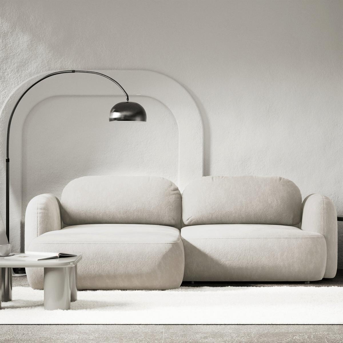 ECKSOFA Tvoya Creme-Chenille - Creme/Schwarz, Kunststoff/Textil (267/175cm) - Selsey