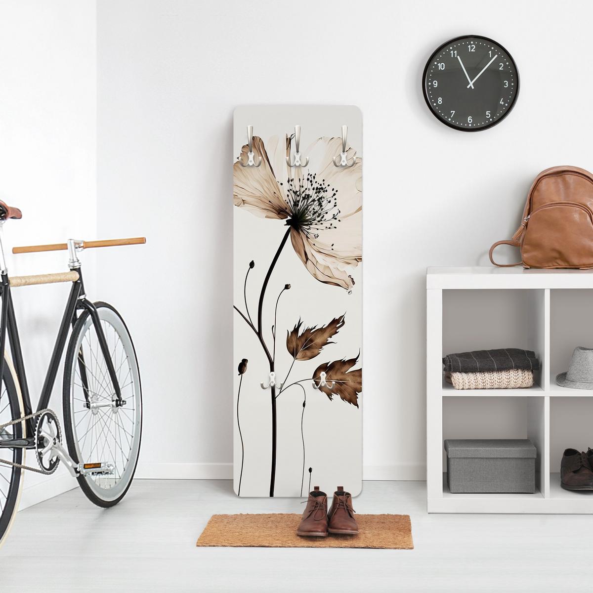 WANDGARDEROBE - Transparente Blüte Braun 34/105 cm - Braun, Holzwerkstoff (34/105/1.6cm) - Bilderwelten