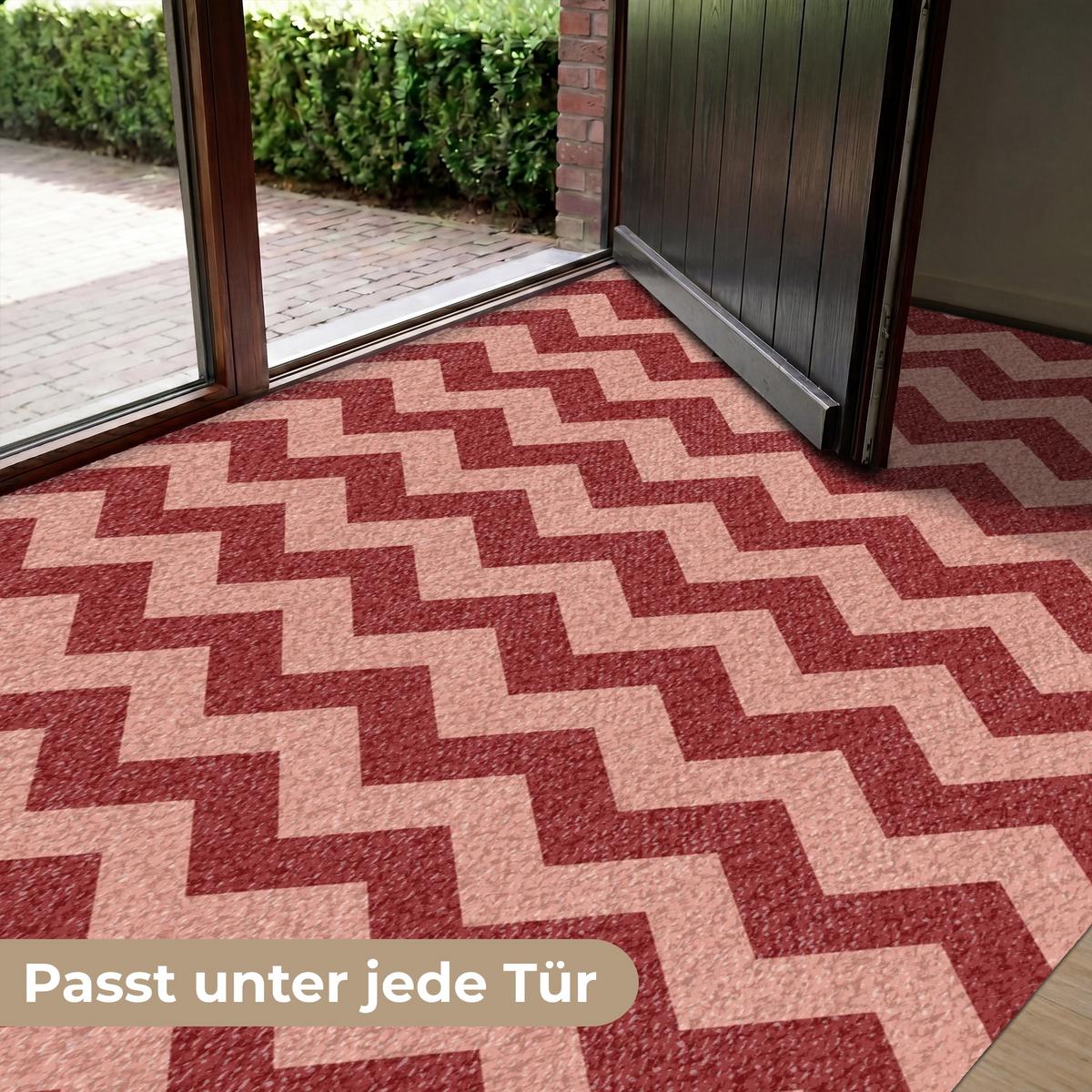 FUSSMATTE Zickzack - Streifen - Muster - Rot Schmutzfänger 180x120 cm - Bordeaux, Kunststoff (180/0.4cm) - MuchoWow
