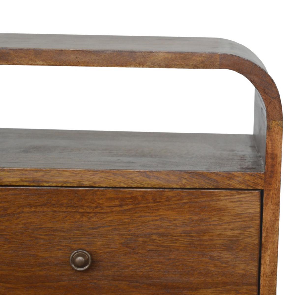 NACHTKASTEN Kastanie Geschwungen, 2 Schubladen und 2 Offene Fächer, Dunkelbraun - Dunkelbraun/Messingfarben, Holz/Metall (40/55/35cm) - Artisan Furniture