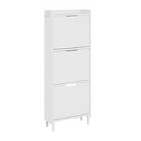 SCHUHSCHRANK 3 Türen Weiß 50x19x131cm Modern - Weiß, Holzwerkstoff (19/131/50cm) - SoBuy