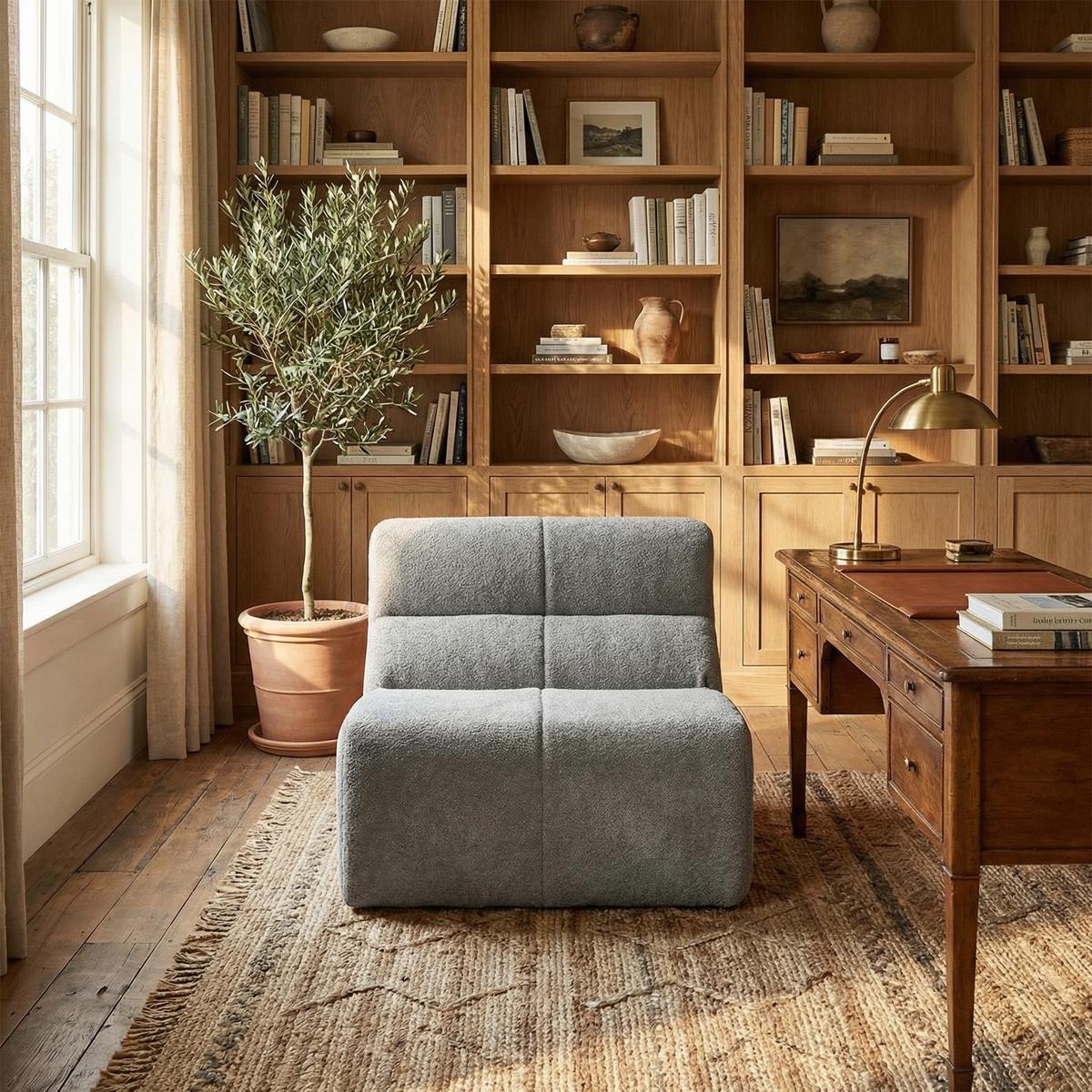 SESSEL Samt mit Regentropfen-Struktur Montagefrei - Hellgrau, Textil (93/79/109cm) - Urban Meuble