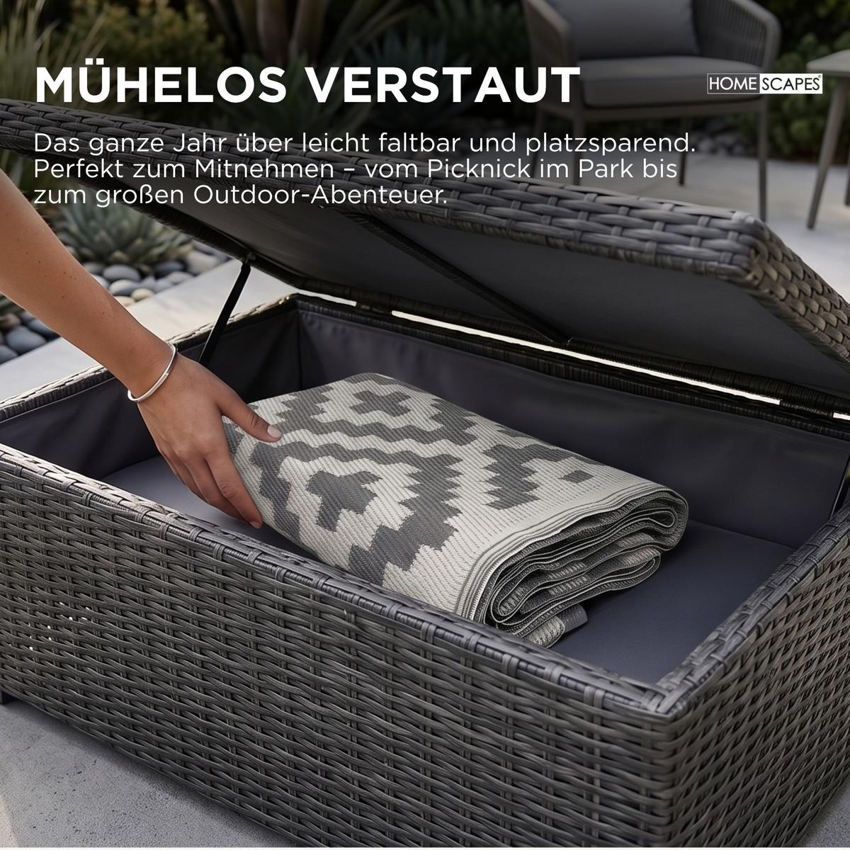 OUTDOORTEPPICH Zoe, geometrisch gemustert 240/300 cm - Hellgrau, Kunststoff (240/300cm) - Homescapes