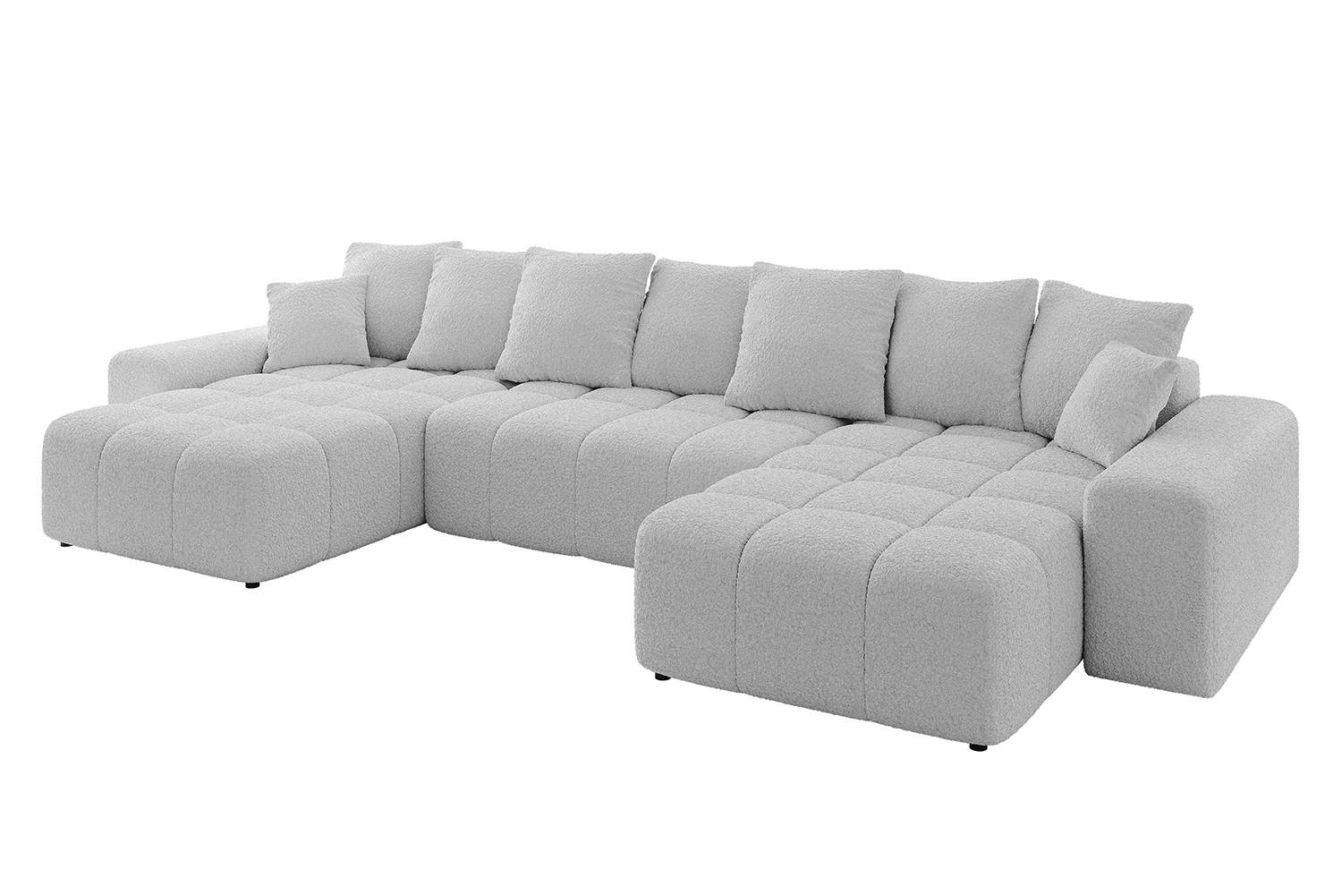 WOHNLANDSCHAFT ENIL-U 401x189x68 Hellgrau Bouclé - Hellgrau, Holzwerkstoff/Kunststoff (401/68/189cm) - ALTDECOR