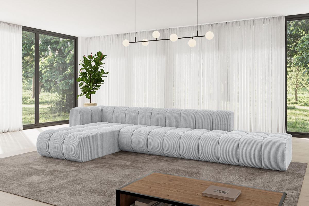 ECKSOFA modulares Sofa Zuvon-L2 - 387x177x70 cm Grau - Grau, Holzwerkstoff/Textil (387/177cm) - ALTDECOR