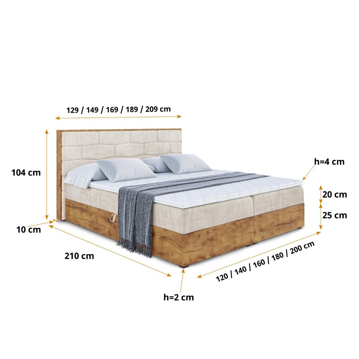 BOXBETT mit Matratze H4 und Lattenrost - LOLLI8 - 140x200 - Beige - Braun, Holzwerkstoff/Kunststoff (140/200cm) - ALTDECOR